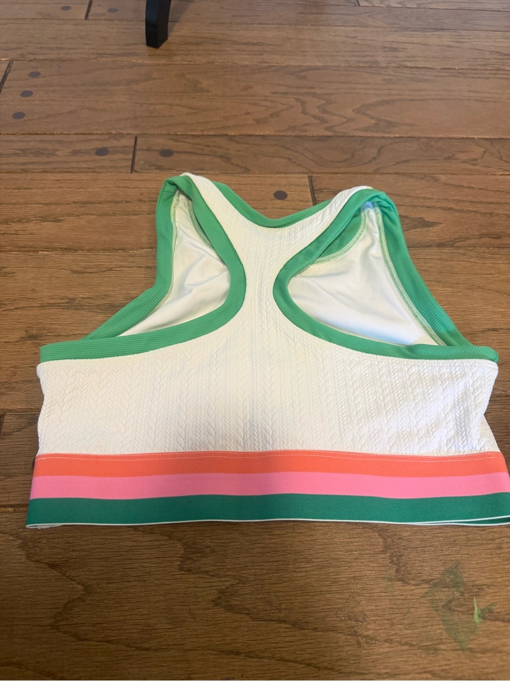 Beach Riot White Textured Racerback Crop with Green Trim - Picture 2 of 3